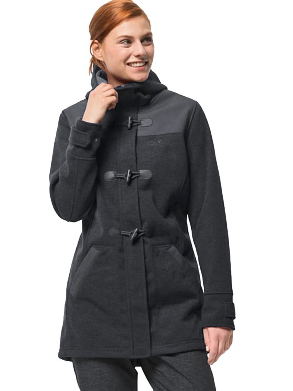 NEW Jack Wolfskin Edmonton Duffel Coat! Large Gray Stormlock Nanuk Fleece